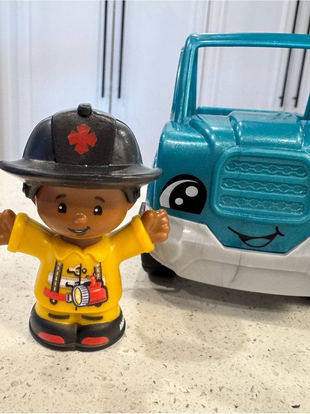 2/$20 Little people Kids Firefighter Figure Toy with Blue Truck